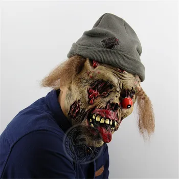 

Cosplay Halloween Carnival mask Zombie Horror Disgusting adult mask with hat Goblin Halloween Bar Haunted House Props