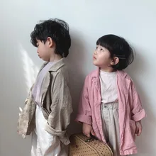 Тонкое Свободное длинное пальто для мальчиков и девочек, детская воздушная блуза из чистого хлопка, модное дышащее пальто