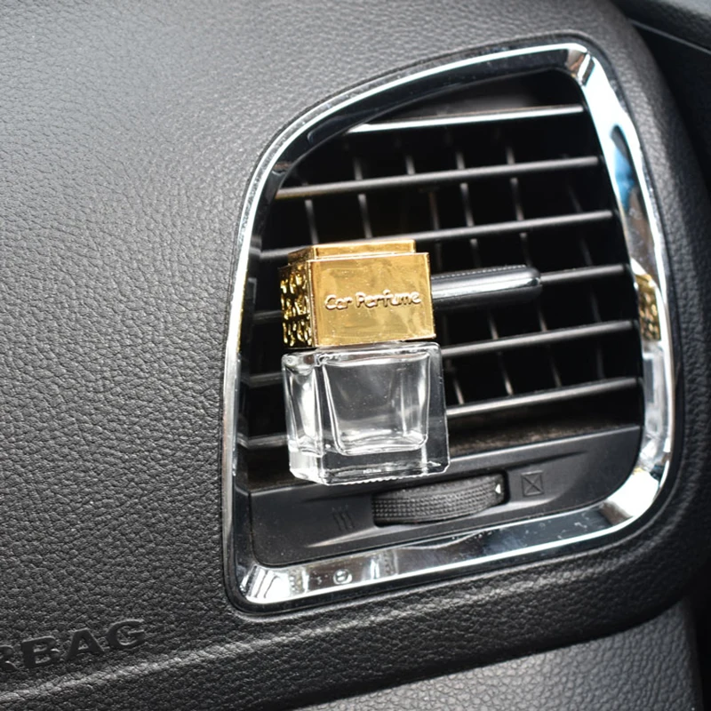 Автомобильный квадратный флакон для парфюма, автомобильный Кондиционер, клипса для духов, пустой стеклянный флакон, автомобильный освежитель воздуха для леди, Автомобильные украшения