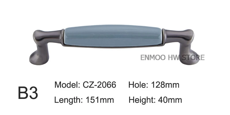 Синяя дымка/керамические ручки для ящиков, антикварные кухонные ручки, винтажные ручки и ручки для шкафов, металлические мебельные ручки - Цвет: B3-128