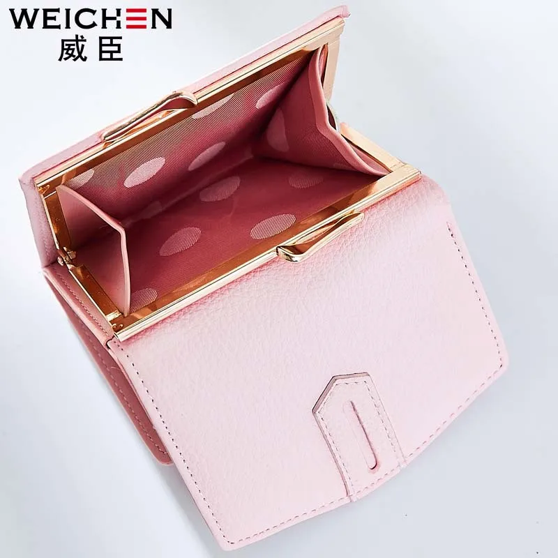Модные маленькие женские кошельки WEICHEN однотонный кожаный держатель для карт