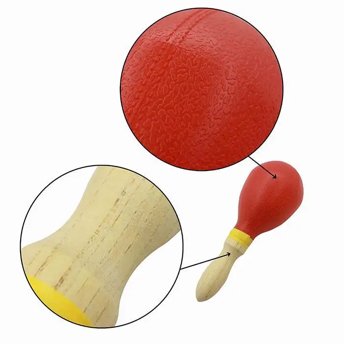 Wood Percussion Early Education Musical Toy Sand Hammer Rattles Red, Black