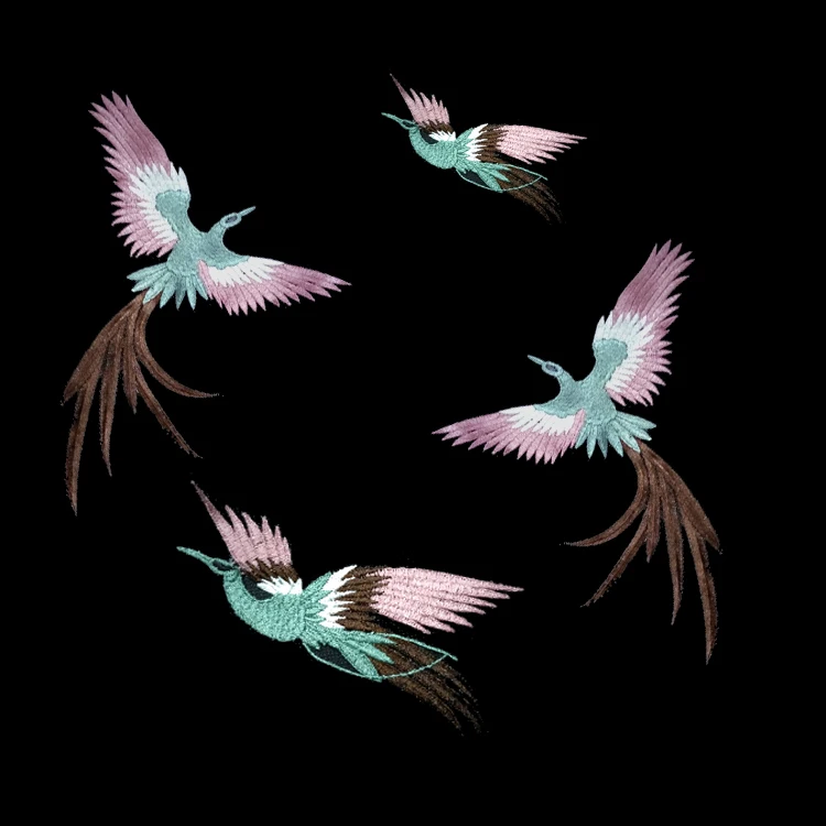

4Piece/lot Phoenix Bird Combination Embroidery Lace Cloth Paste Fabric Applique Patch DIY Accessories Without Gum RS24
