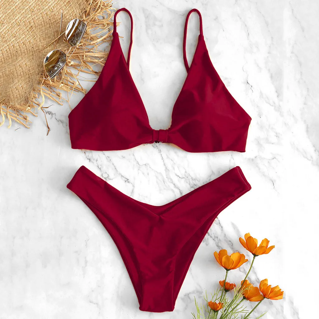 

Cut Out Summer Beach Bather Swimwear For Women's Two Piece Print Sexy Split Swimsuit Bikini Superb Ladies Swimsuits Beachwear