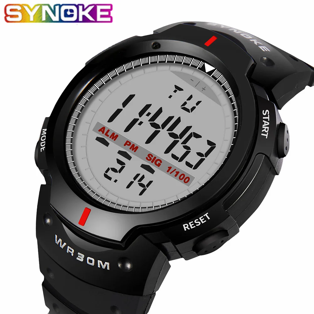 SYNOKE Sport Men's Watch LED Digital Wristwatch Military Electronic