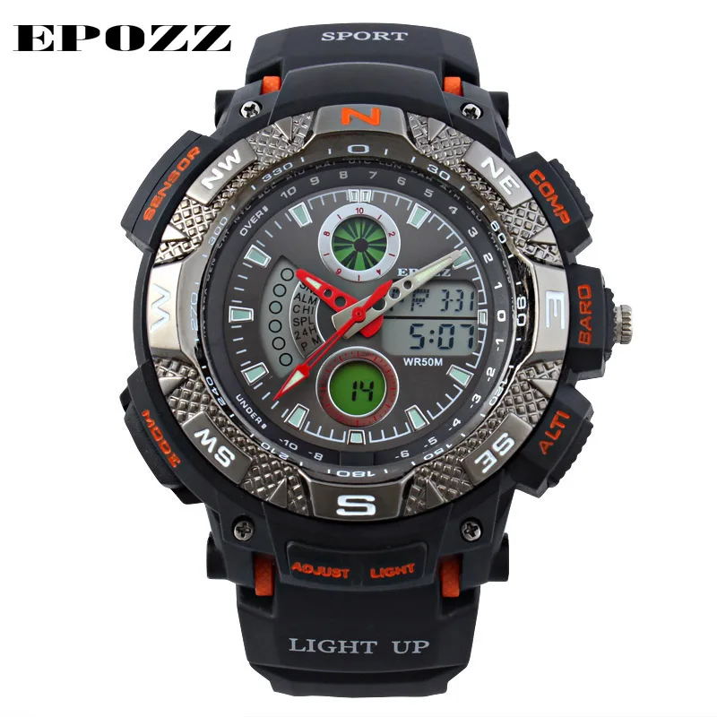 

Top Brand Epozz g style Digital analog dual time display led waterproof 50 m multi function outdoor military men sports watches
