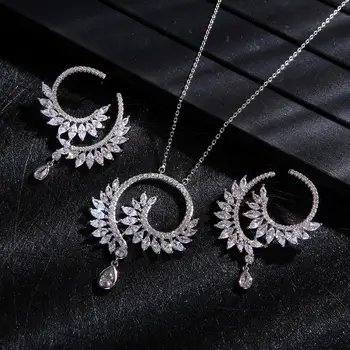 

Luxury Popular Waterdrop Full Mirco Paved Cubic Zircon Wedding Party Nightclub Statment Necklace Fashion Jewelry E6585