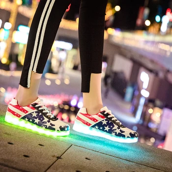 

7 Colors Korean version of ghost shoes men and women junior high school students board shoes USB charging LED light shoes Lumino