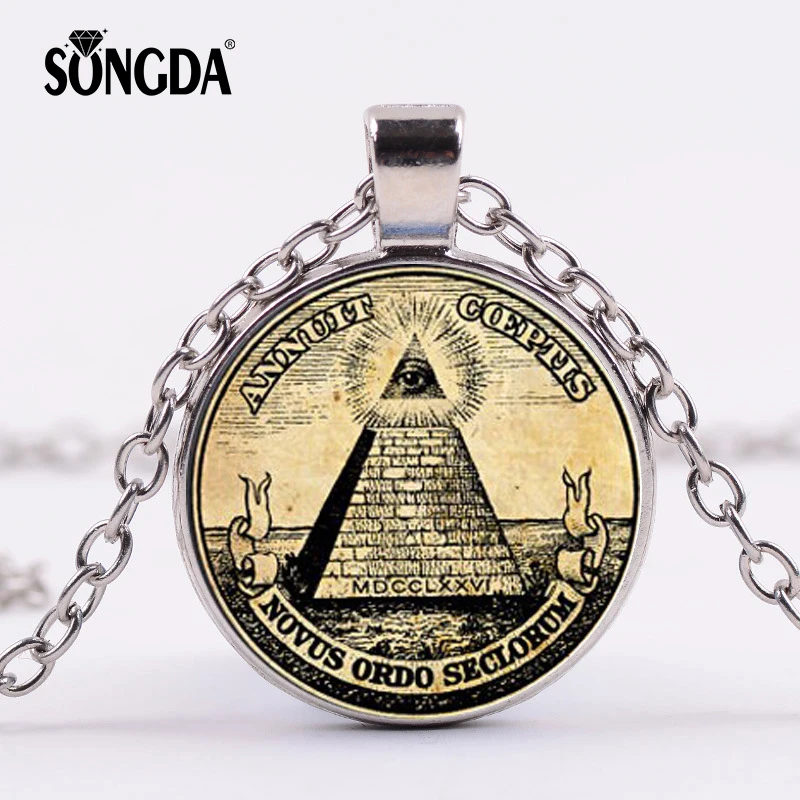 

SONGDA Vintage Symbol Masonic Illuminati Necklace Free Mason Pyramid Eye Sign Steampunk Crystal Fashion Men Women Choker Jewelry