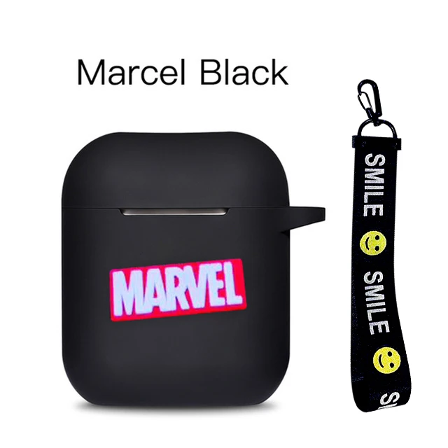 Мягкие силиконовые bluetooth наушники чехол с героями мультфильмов Marvel для Apple AirPods ультра-тонкий милый защитный чехол для AirPods зарядная коробка - Цвет: Marvel Rope