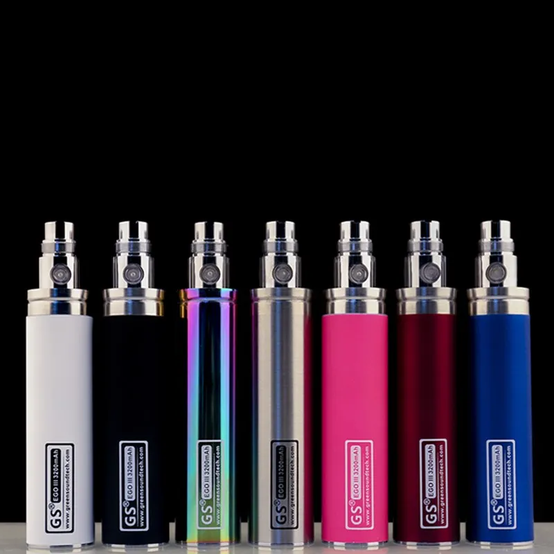 

5PCS GS Ego II 3200mAh Battery Vaporizer E cigarette Batterie Huge Capacity 510 For electronic cigarette Battery Multi Colors