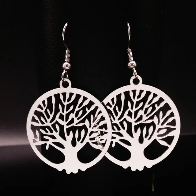 2018 New Bohemian Silver Color Stainless Steel Drop Earrings For 2018 New Bohemian Silver Color Stainless Steel Drop Earrings For Women Hollow Tree Of Life