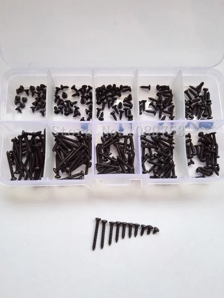 300pcs M2 Phillips Round Head Self Tapping Screw Bolt Assortment Kit Set B