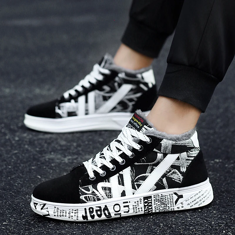 

Men's Winter Sneakers Casual Plush Canvas Shoes Keep Warm Tenis Masculino Adulto Footwear Male Adult Krasovki Man Zapatos Hombre