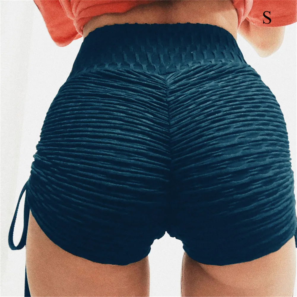 Женские шорты для фитнеса с высокой талией дышащие Бесшовные быстросохнущие шорты для йоги Для Бега Спортзала DX88 - Цвет: Синий