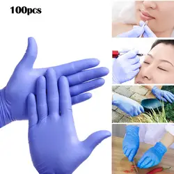 Синий одноразовая перчатка шт.. татуировки боди-арт латекс для пищевые перчатки лаборатория 100 чистящие перчатки анти-скольжения