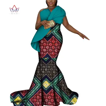 

Africa Style Clothing Wedding Vestidos Dress for Women Plus Size 6xl Bazin Riche Africa Wax Print Long Mermaid Dress WY323