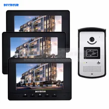 DIYSECUR 7 inch Video Door Phone Doorbell Home Security Intercom System RFID LED Night Vision Camera RFID Reader