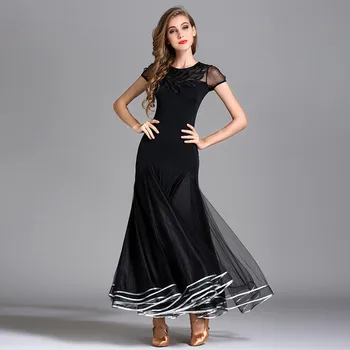 

Ballroom Dance Competition Dresses Ladies Standard Waltz Modern Patterns Women Foxtrot Tango Swing Dancing Dress Black Robe