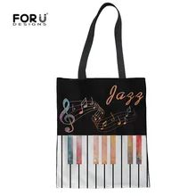 FORUDESIGNS/Повседневная женская большая сумка для покупок, экологичные сумки для женщин, модная обувь для девочек, фортепиано Bolso De Compras De La Lona