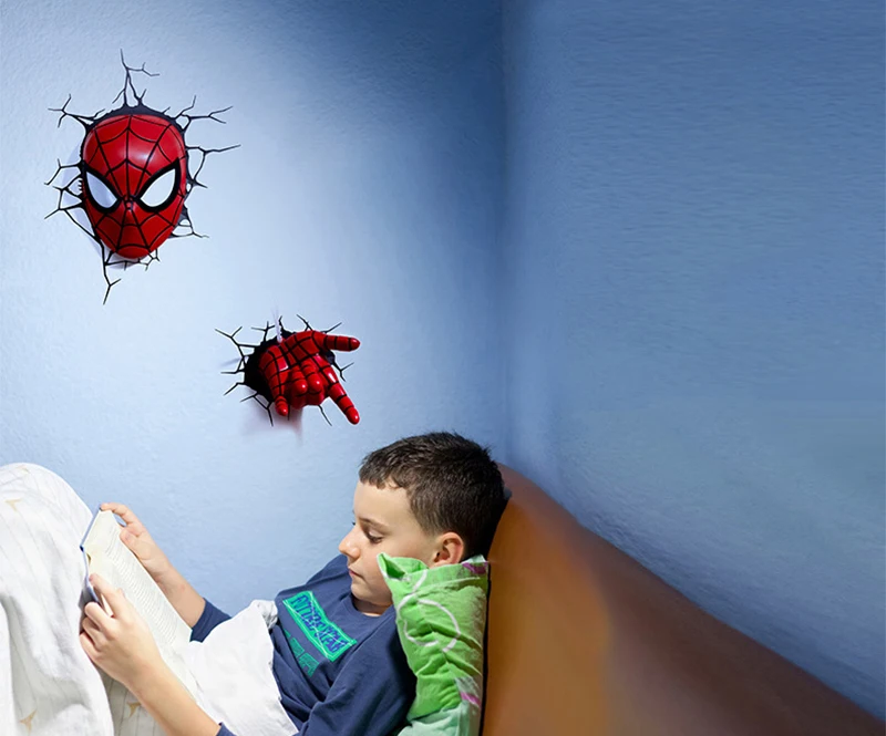 GUXEN 3D Marvel Человек-паук в форме руки и головы креативная наклейка супер герой настенный светильник ночник для детей Детский Светильник для спальни ing
