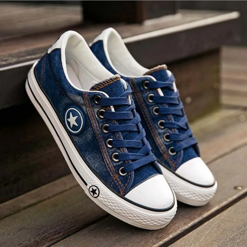 

Women Sneakers Casual Canvas Shoes Denim Plus Size 35-40 Summer Female Stars Trainers Ladies Lace-up Basket Femme Tenis Feminino