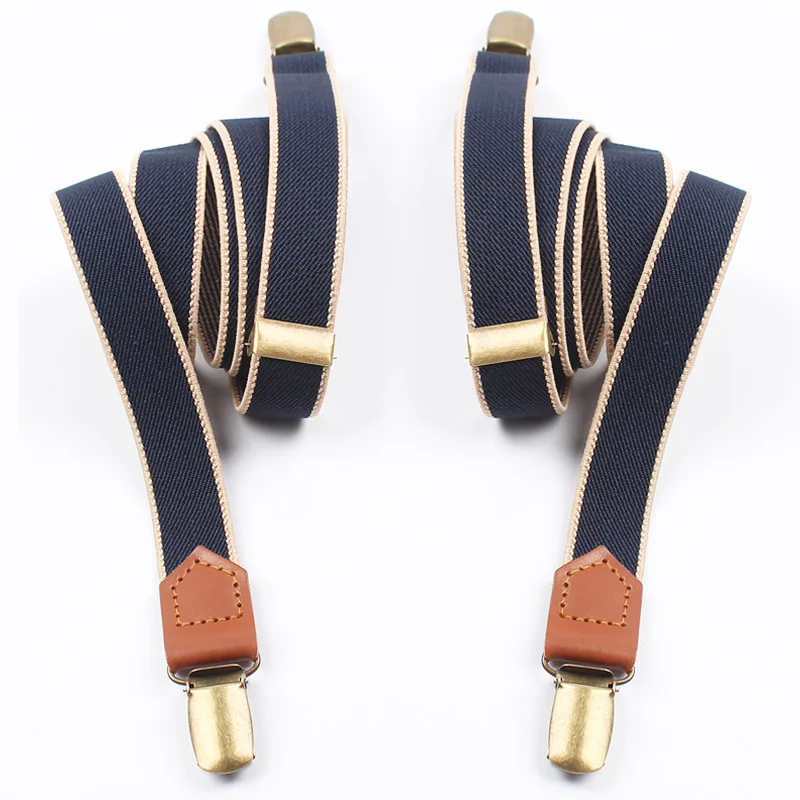 

Mantieqingway Women Men Elastic Clip-on Suspenders 4 Clips Strap Leather Elastic Belt Adjustable Suspender Trousers Accessories