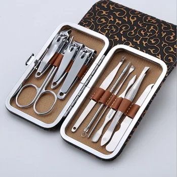 

Portable 10pcs Stainless Steel Nail Art Manicure Set Nail Care Tools with Mini Finger Nail Cutter Clipper File Scissor Tweezers