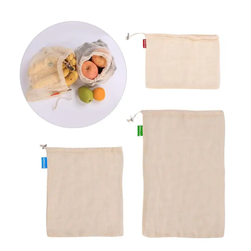 3 шт. сетчатые сумки многоразовые органические прочные практичные моющиеся легкие овощные мешки прибор для хранения фруктов сумки