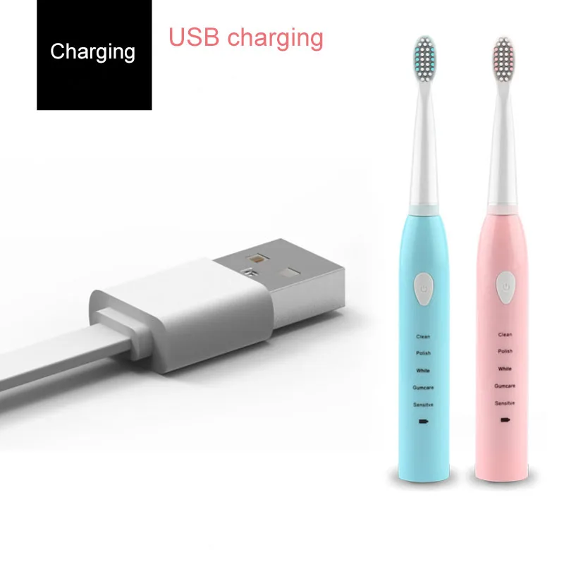 Электрическая зубная щетка уход за зубами и деснами пять режимов чистки USB перезаряжаемая электрическая зубная щетка с 3 сменными головками