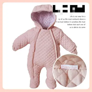

Infant Girls Snowsuit 2017 New Fashion Kids Thick Clothing Winter Boys Girls Fur Hooded Outerwear Toddler Costume Newborn Romper
