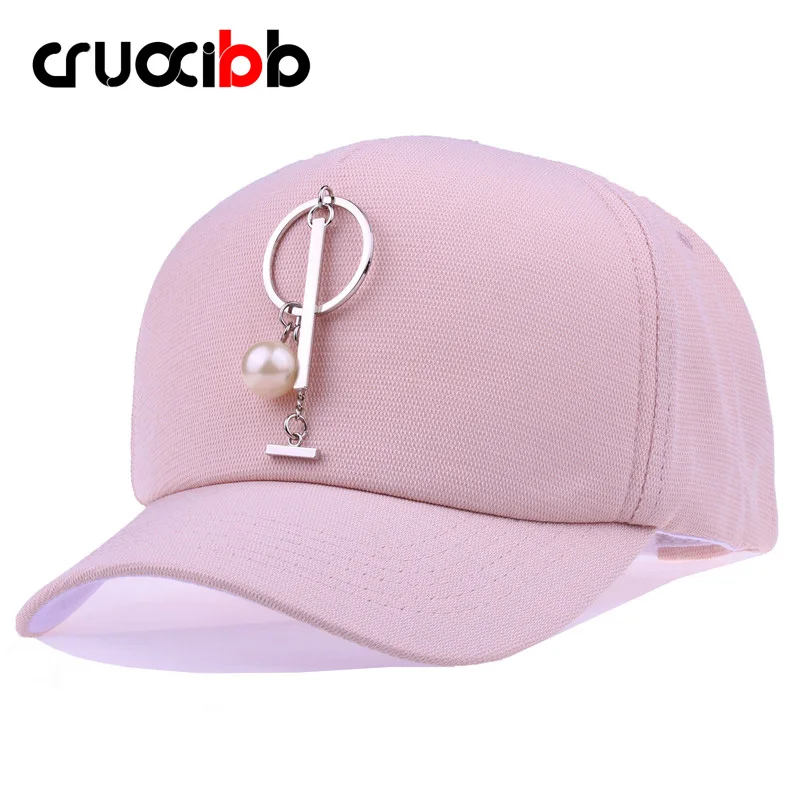 CRUOXIBB Wholesale Fashion Women Baseball Cap Cotton Caps Small Pendant