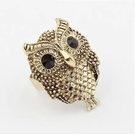MINHIN Fashion Vintga Wholesale Personality Owl Rings Accessories Jewelry Antique Bronze Trendy Wedding Bands For Women