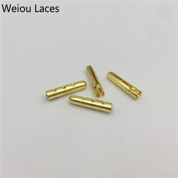 

Weiou New 4pcs/1Set 3x17mm Luxury Metal Tricks Tips Heads Gold Silver Gunblack Bullet Aglets For Sneakers Shoelaces Clothes DIY