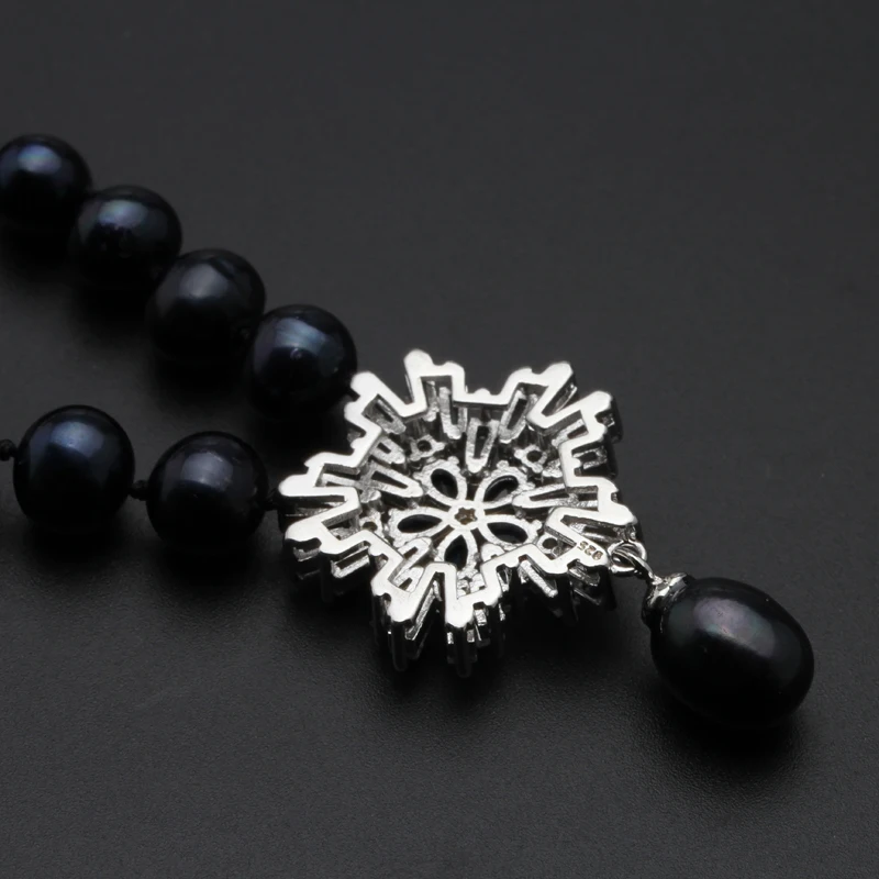 Свадебное ожерелье из настоящего пресноводного жемчуга, ожерелье с подвеской из натурального черного жемчуга для женщин, Рождественский подарок