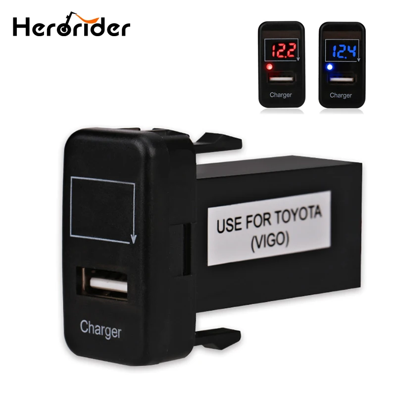 Herorider For Toyota Led Usb Car Charger Voltmeter 5v 2.1a Usb Socket
