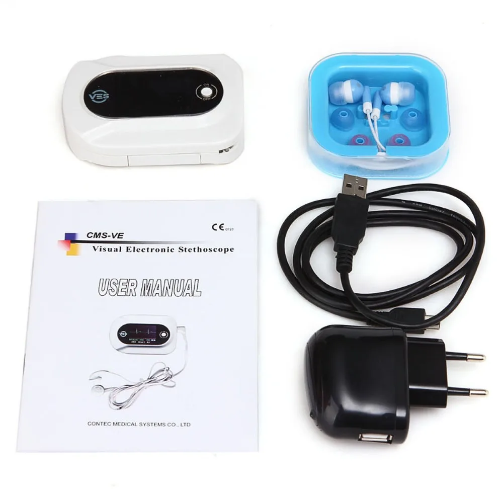 

Multi-functional electronic stethoscope CMS-VE,Heart/Lung/ECG,SPO2 probe,Pr,USB charger Fonendoscopio Medical Equipment