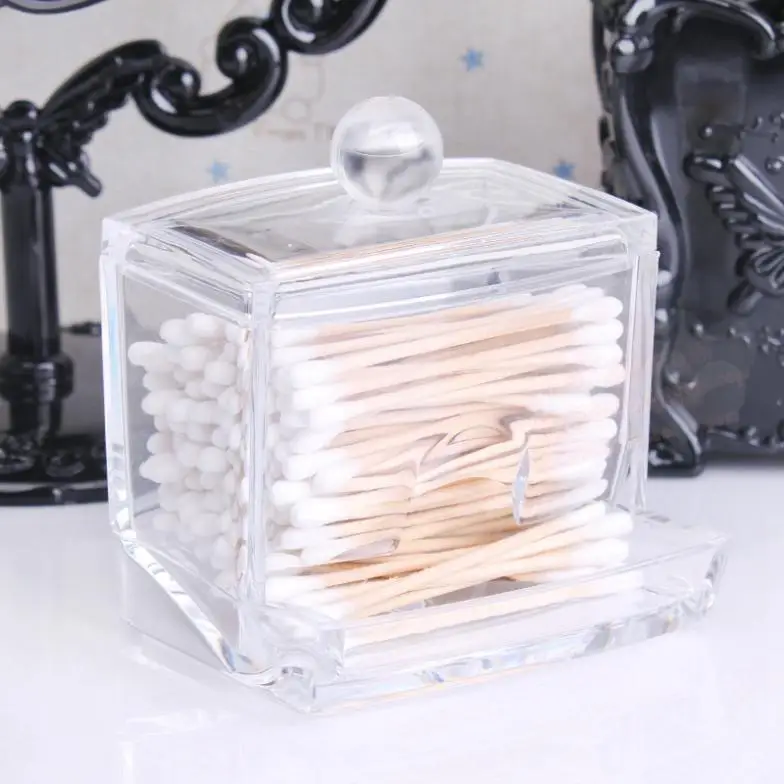 Storage Box Clear Acrylic Q tip Holder Box Cotton Swabs Stick Storage