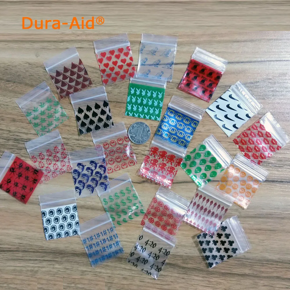 

500pcs 3 different color printing small size Self Sealing Zip Lock Bags Mini ziplock jewelry pouches Plastic Packaging bags
