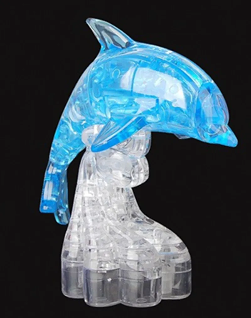 Детские игрушки DIY Кристалл животное Дельфин 3D головоломка для детей интеллектуальная собранная Головоломка игрушка подарок на день рождения - Цвет: Dolphin blue