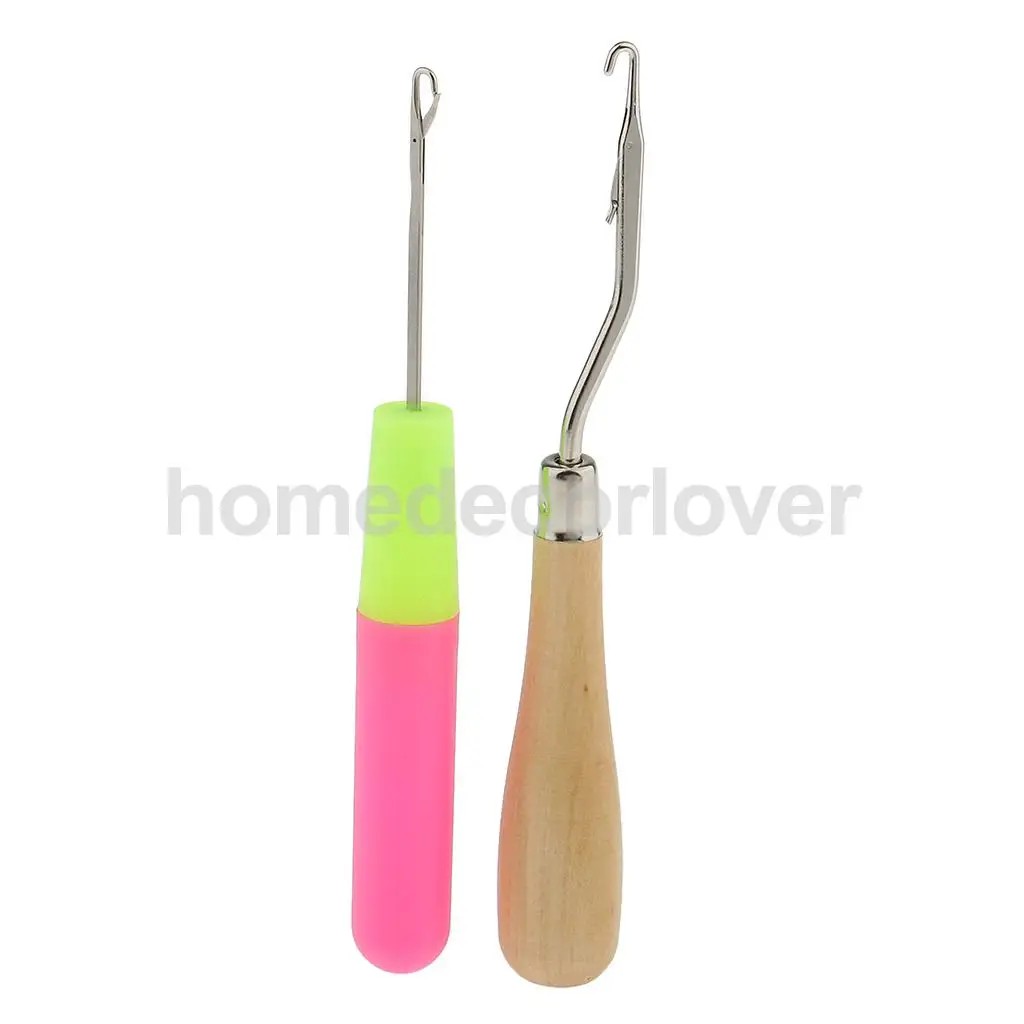 2pcs Crochet Latch Hook Lock Needles for Hair/ Micro Braid Needle Dread