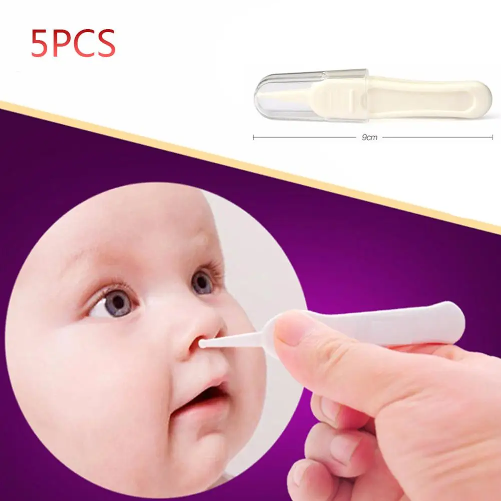 

5pcs New And High Quality Baby Safety Daily Care Ear Nose Navel Safety Round Head Cleaning Tweezers Forceps Plastic Cleaner