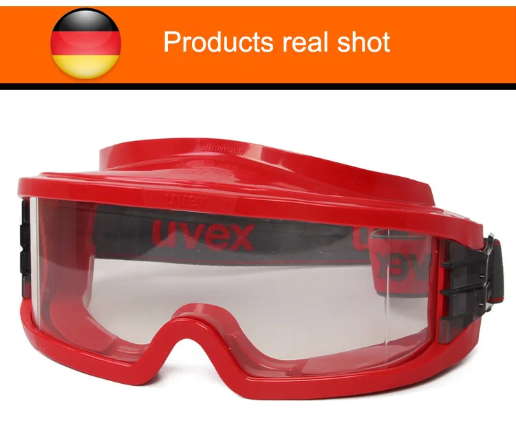 UVEX защитные очки анти-УФ пылезащитные спортивные защитные очки антиударные защитные очки красный цвет прозрачные ПК линзы очки