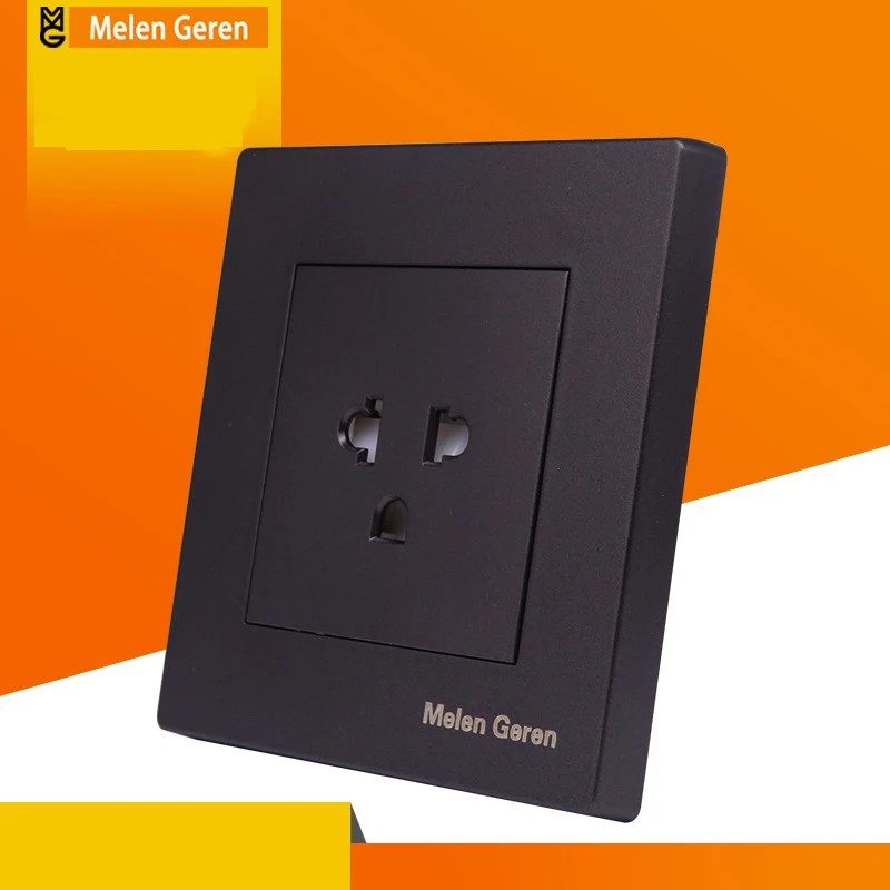 

Wall Socket Panel Power Socket Outlet Plug Grounded 3 Holes 16A Black US Standard Electrical Switch Outlet 86mm * 86mm 110-250V