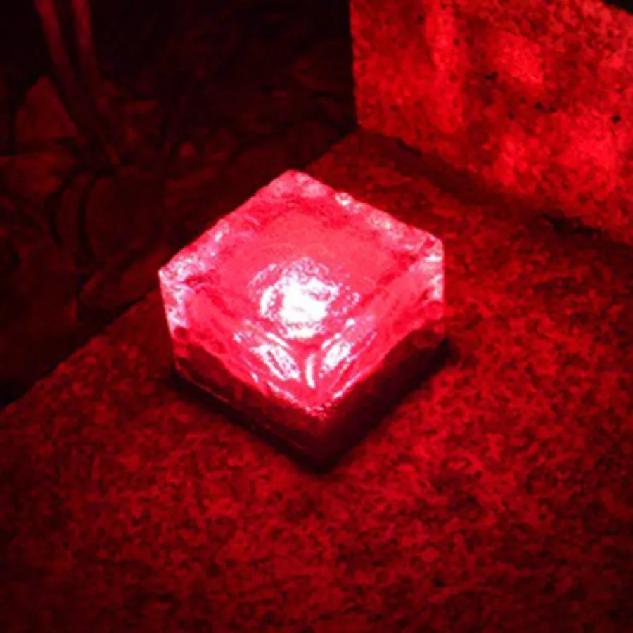 BRIDAY квадратный солнечный подземный свет, сад пейзаж ледяной кирпич лампы-квадратный стеклянный кирпич газон свет многоцветный - Испускаемый цвет: Красный