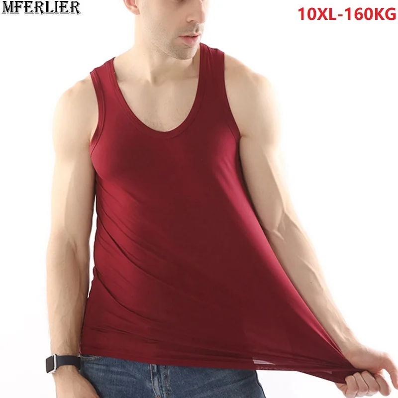 

tank tops men Fitness tees large size big plus 8XL 9XL 10XL summer cotton soft Comfortable Modal tank tops elasticity gray black