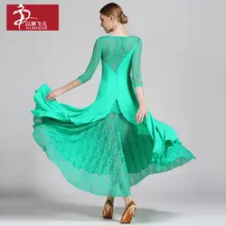 Новинка 2017 современный Танцы Бальные с длинными рукавами кружевные платья для женщин