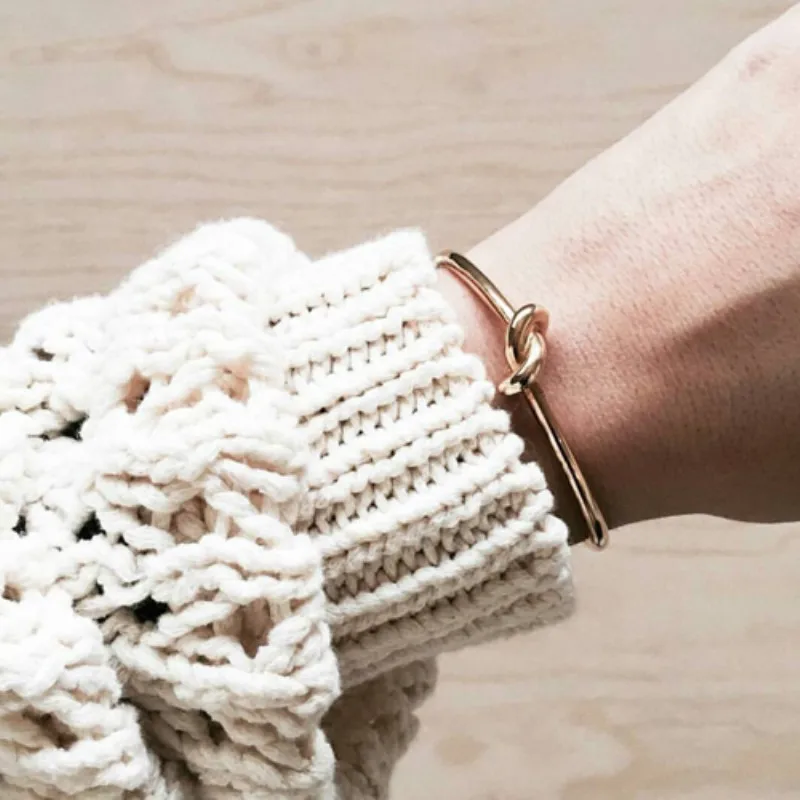 Stainless-Steel-Knot-Cuff-Bracelet-Manchette-Gold-Bangle-Bracelet-For-Women-Bracelets-Bangles-2016-Wholesale-Pulseiras