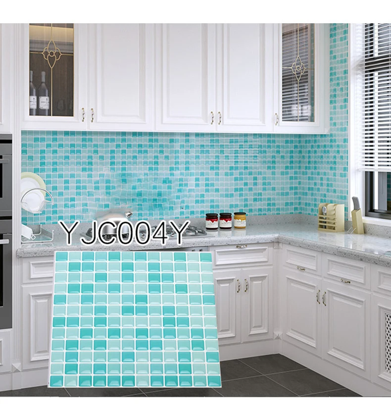 Kitchen bathroom Epoxy Solid Square Wall Sticker Self-adhesive Wallpaper Home Decor Wall Sticker Waterproof Oilproof