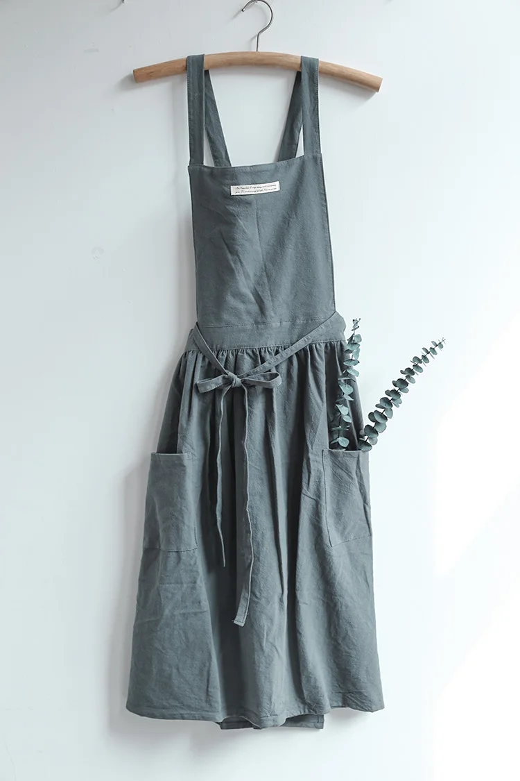 Короткая плиссированная юбка в скандинавском стиле, фартук из хлопка и льна для кофейни и цветочных магазинов, рабочие фартуки для чистки женщин